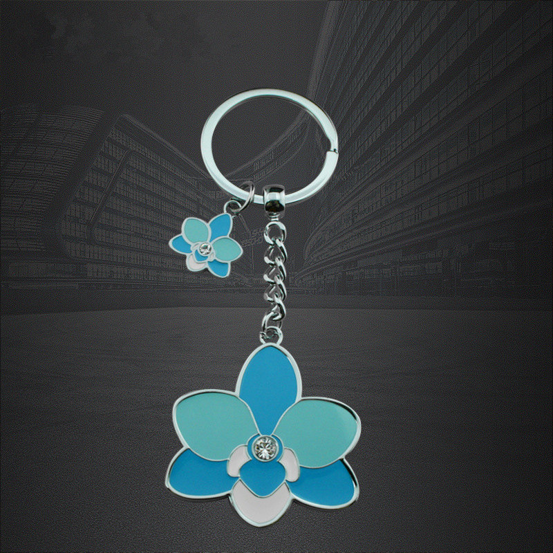 Tillverkare anpassade Zinc-Alloy Flower Shape Epoxy Key Ring Nyckelringar