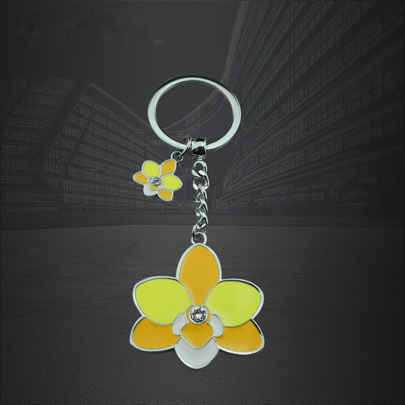 Tillverkare anpassade Zinc-Alloy Flower Shape Epoxy Key Ring Nyckelringar