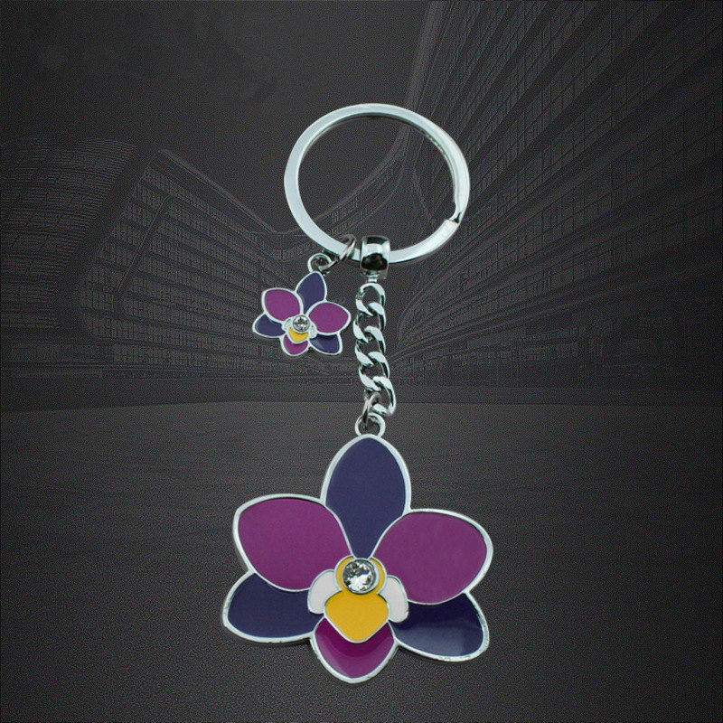Tillverkare anpassade Zinc-Alloy Flower Shape Epoxy Key Ring Nyckelringar