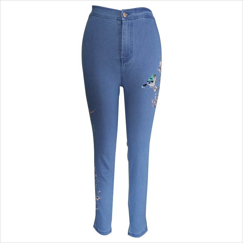 modebroderi blå skinny jeans WS10123