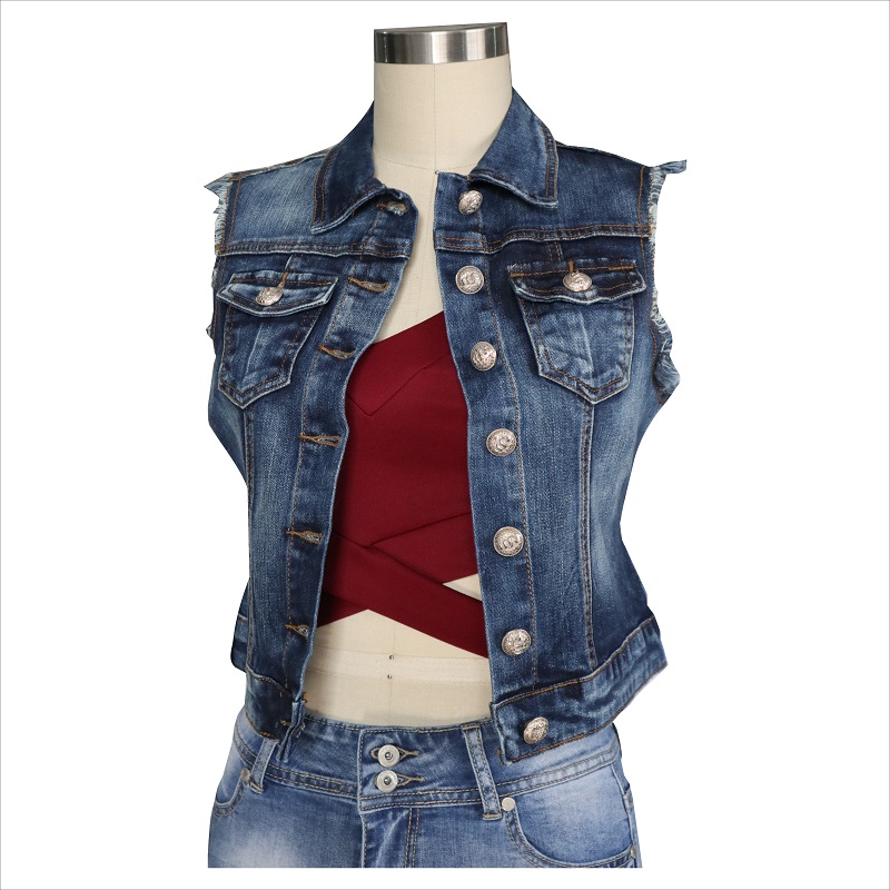 denimärmlös jackor WS10128