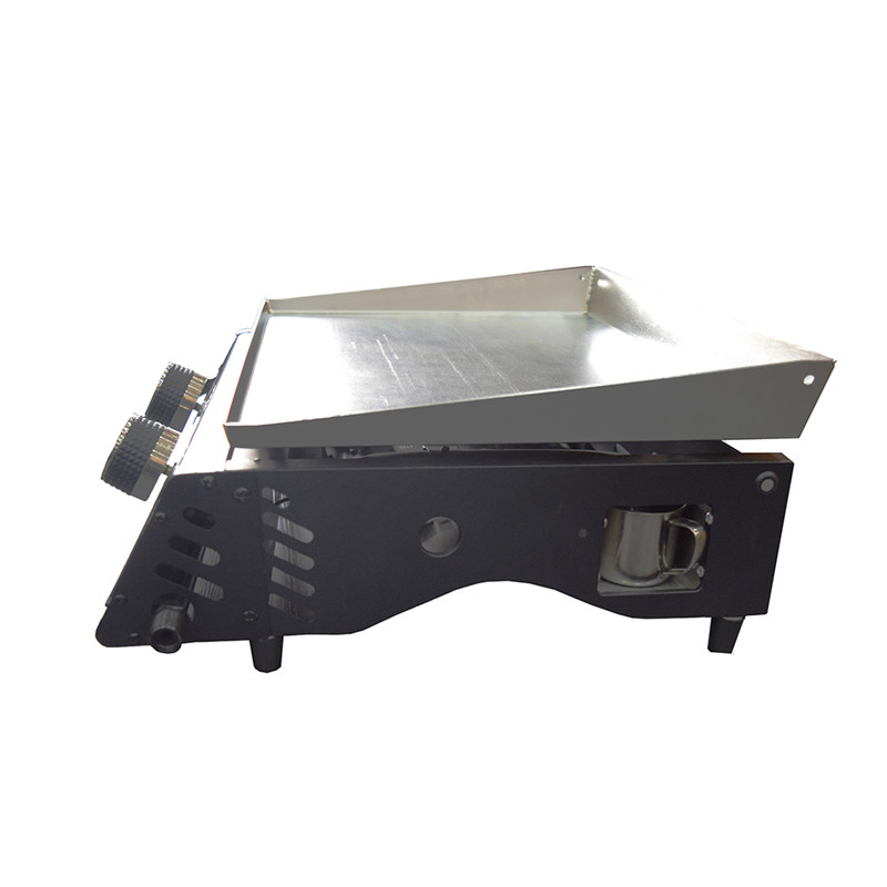 Bärbar utomhusgjutjärn plancha gasgrill 2 brännare