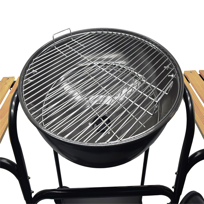 Förzinkat kolgrill med sidobord
