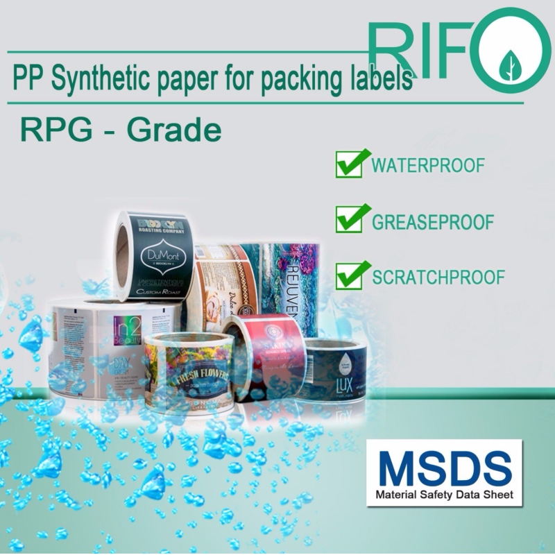 Offset Utskrivbart, UV-utskrivbart, flexibelt utskrivbart PP-syntetiskt papper för produkter för personlig vård