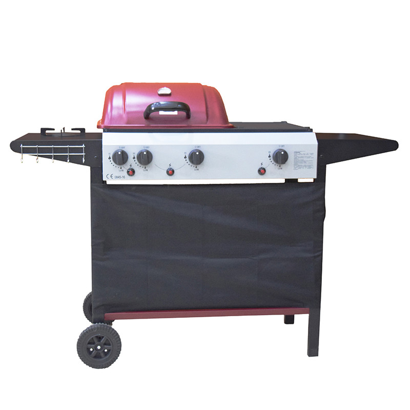 CE-godkännande 3 + 1 brännare utomhus bbq gasgrill kommersiell gasgrill med sidovändare