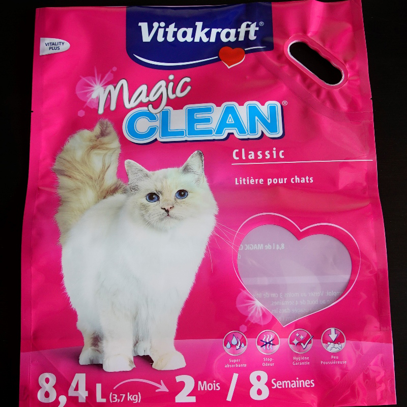 Plastpåse för husdjursmatförpackning med handtag