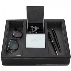 Svart läderbetjäningsbricka