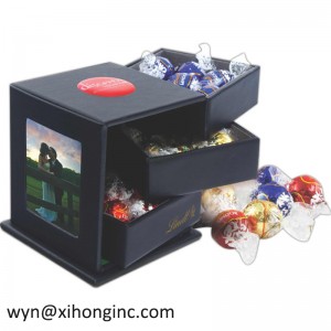 Ny design lyxig hjärtaformad anpassad tryckt choklad kartong