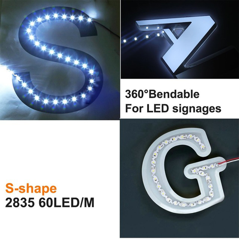 Nyanpassad design IP20 Smd 2835 S Form LED Böjbara LED-remsor Flexibel LED-remsa 360 grader