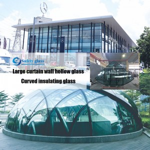 Högkvalitativt isoleringsglas av gardinvägg beläggs med 24 k guld och andra färger, liksom flexibelt krökt isolerglas