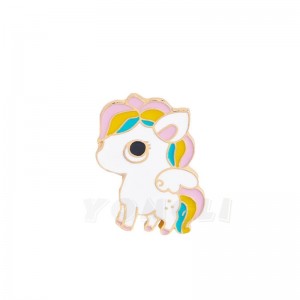 anpassad metall tecknad djuremblem zinklegering flerfärgande bakfärg brosch tätning smälta gjutning guldpläterad brosch