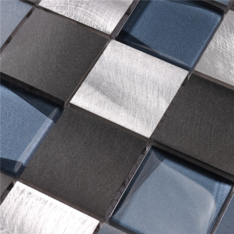 48 * 48 kvadratblått aluminiumblandning glas billiga backsplash kakel mosaik