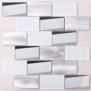 HMB12 New Arrival Super White Glass Metal 12x12 premium mosaikplattor för kök