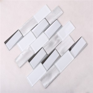 HMB12 New Arrival Super White Glass Metal 12x12 premium mosaikplattor för kök
