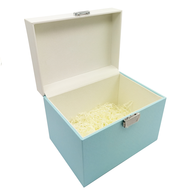 Enkel PU-läder smycken förvaringsbox med lås bröllopspresent