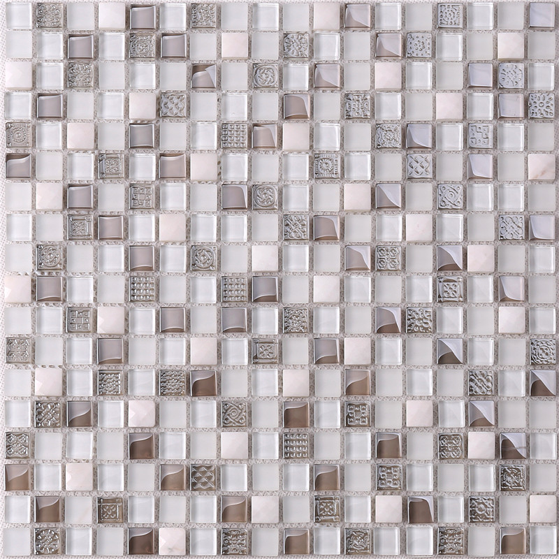 HK61 Vitblandning Grå Kina Gradientglas Mosaikplattor för vardagsrum