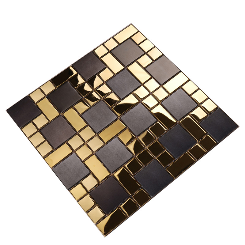 HSW18138 fyrkantig form svart blandning guld mosaikplattor