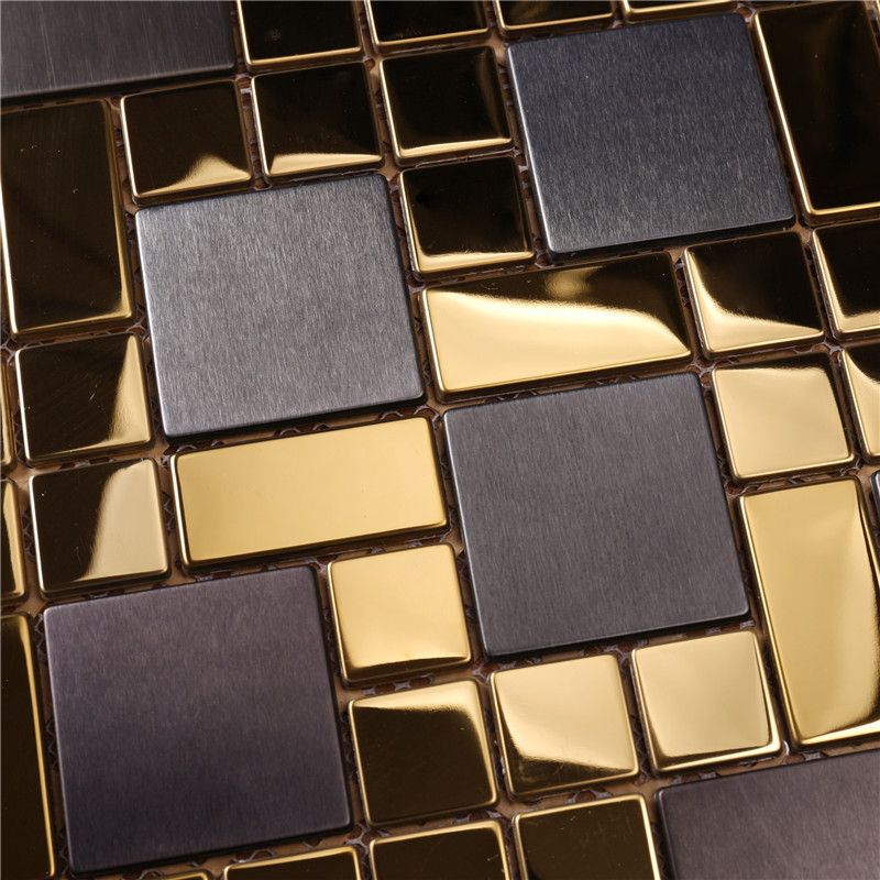 HSW18138 fyrkantig form svart blandning guld mosaikplattor