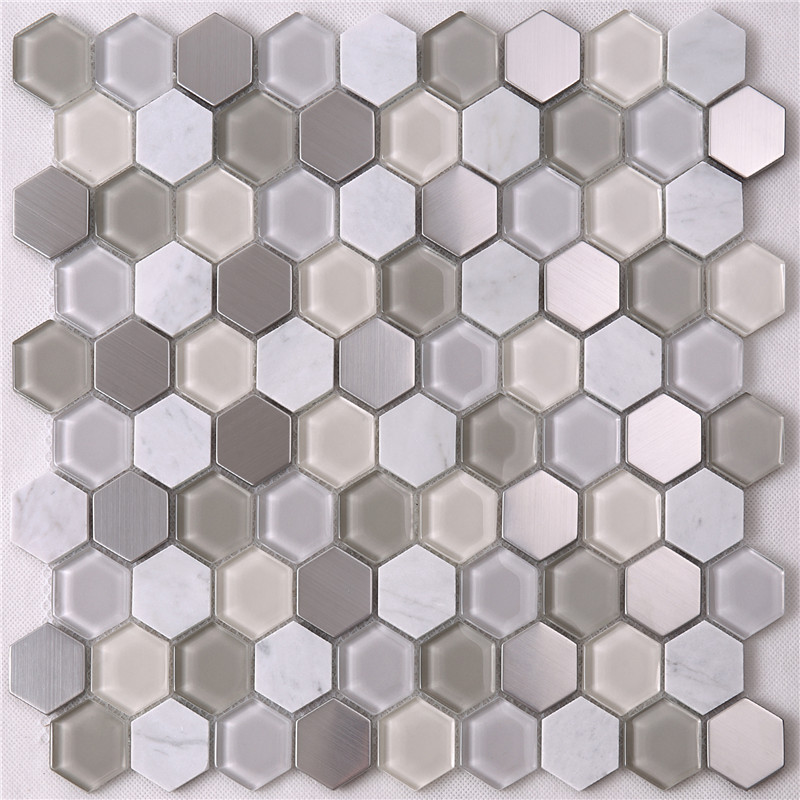 Hexagon Diamond Formed Glass Mosaic Tiles