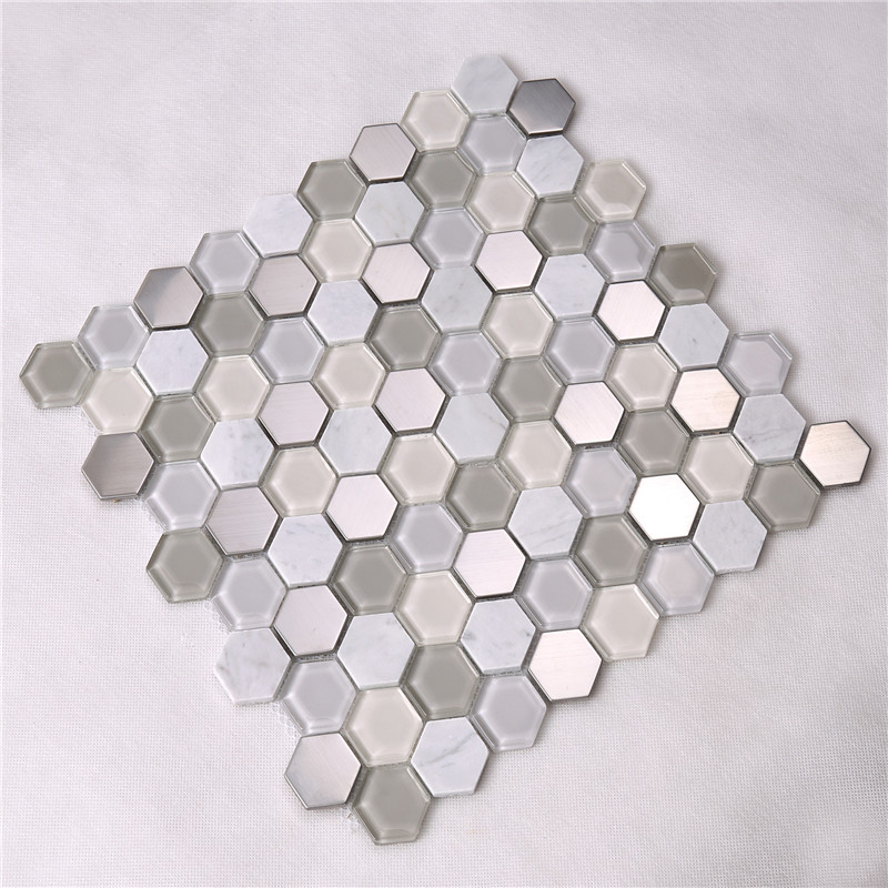 Hexagon Diamond Formed Glass Mosaic Tiles