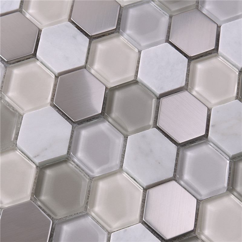 Hexagon Diamond Formed Glass Mosaic Tiles