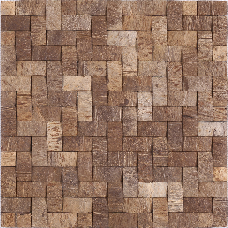 YK03 Natural Square Coconut Shell Mosaic Tiles Wood Looking Mosaic Tiles