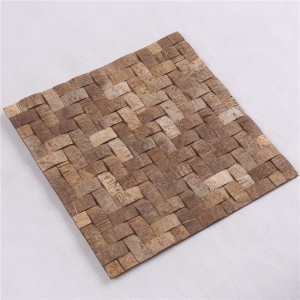 YK03 Natural Square Coconut Shell Mosaic Tiles Wood Looking Mosaic Tiles