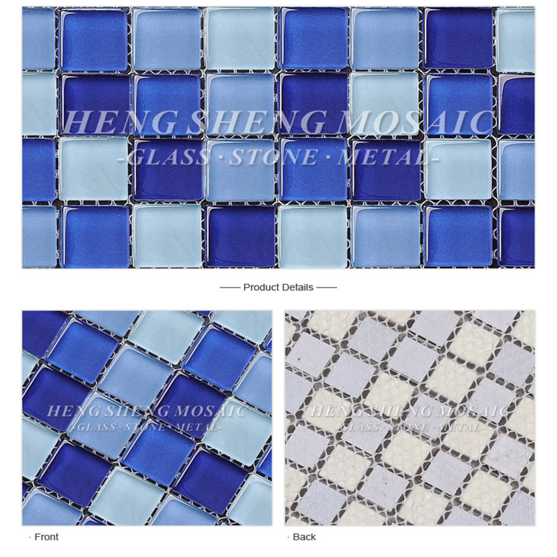 HXB104 Hällfria glasmosaikplattor för billiga pooler Mosaikplattor blå