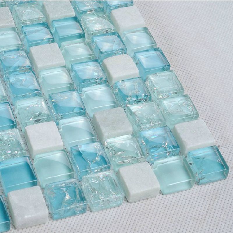 Ren Blue Ice Crackle Havsglas Unik trasig mosaik Bastu Spa Badrumskakel till salu