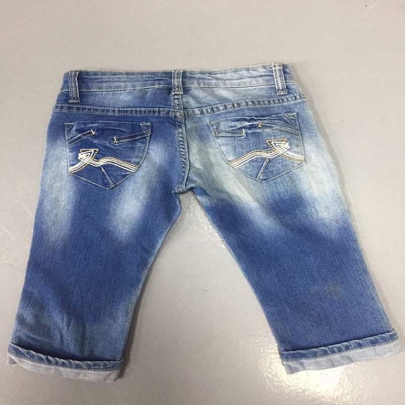 pojke vänder upp rakt ben med broderi sömnad ficka jeans WSG006