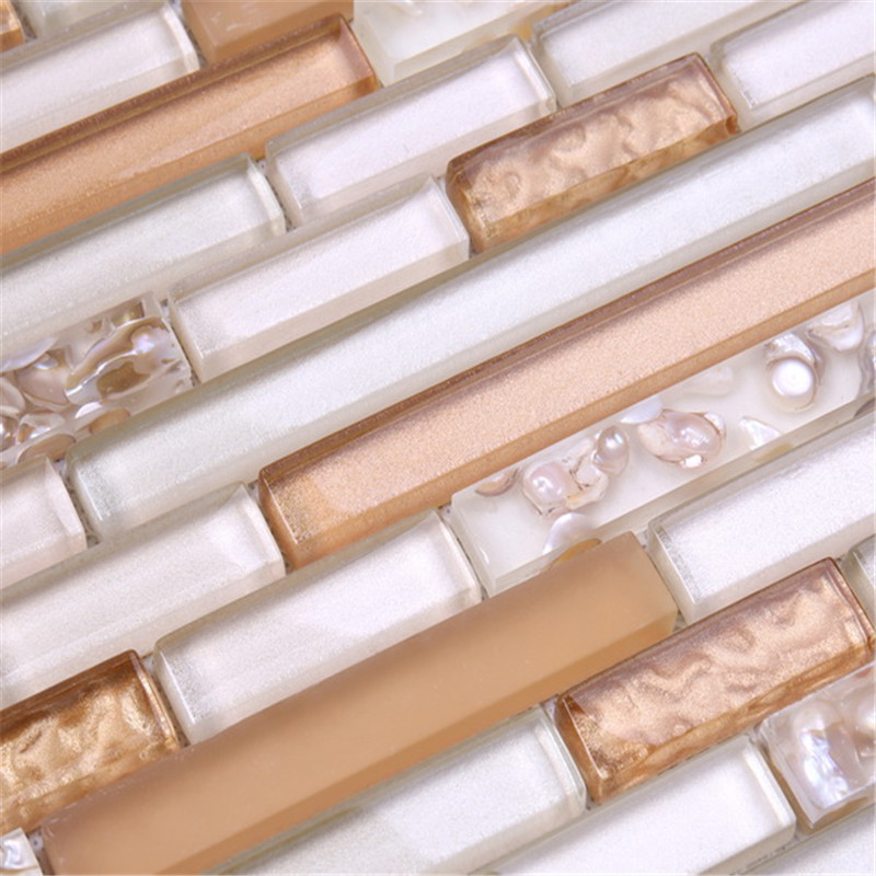 Dubai Gold Strip Crystal Glass Mosaic Tile För Kök