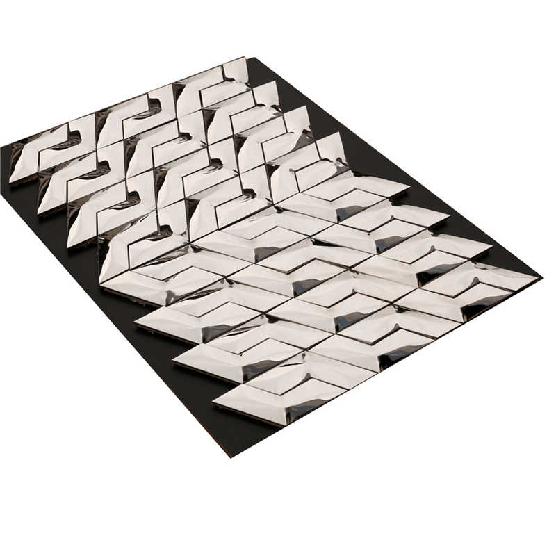 3D-effekt Silver Mirror Metal Mosaic Wall Tiles