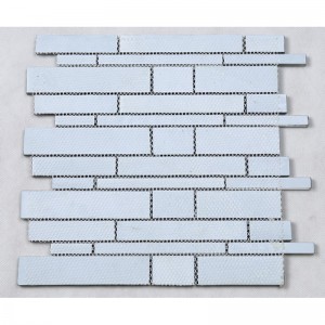 Crystal Glass Random Mixed Strip Mosaic Back Splash Tile Grey