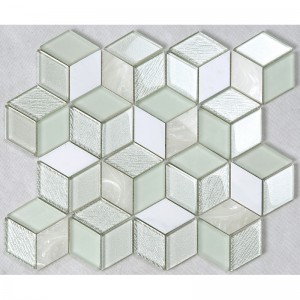 3D-effekt Crystal Hexagon Glass Mosaic White Kitchen Backsplash Countertop Dekorationsväggar Kakel