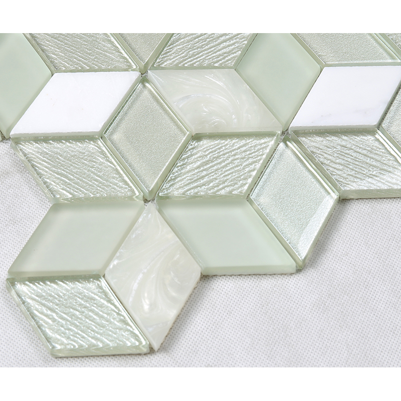 3D-effekt Crystal Hexagon Glass Mosaic White Kitchen Backsplash Countertop Dekorationsväggar Kakel