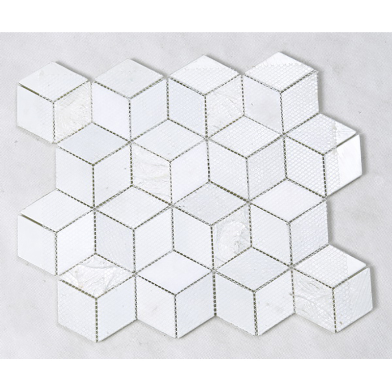 3D-effekt Crystal Hexagon Glass Mosaic White Kitchen Backsplash Countertop Dekorationsväggar Kakel