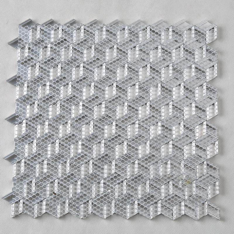 3D-effekt Diamond Shape Silver Vit Aluminium Hexagon Mosaic Tile för dekorationsvägg