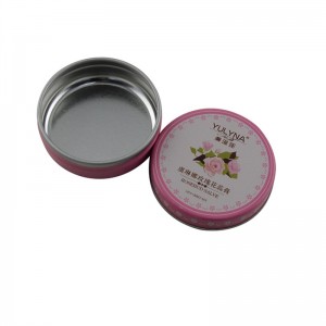 Liten rund tvådelad läppbalsam, kosmetisk förpackning tennlåda