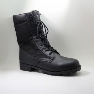 Svart läder gummi yttersula Military Army Combat Boots
