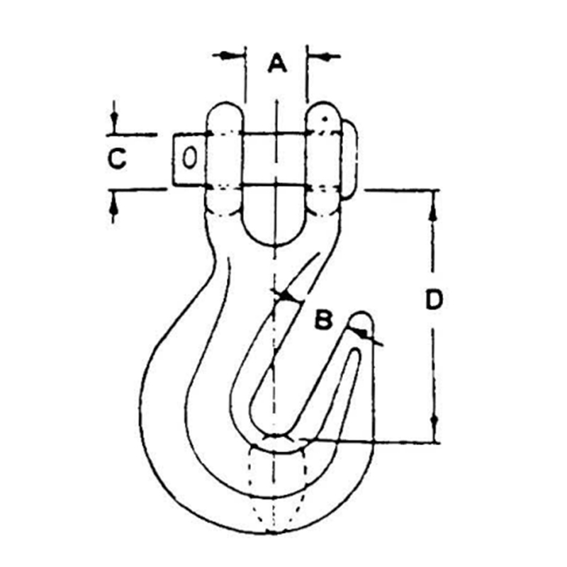 USA-typ smidd gul zink G80 Clevis Grab Hook