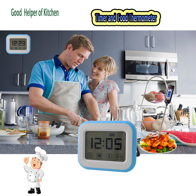 Standardkvalitet Kök Pekskärm Digital Timer Alarm Clock Cooking Tools