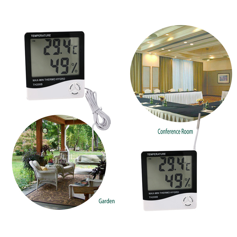 Miljövänlig design Stor LCD-display inomhus utomhustermometer Hygrometer