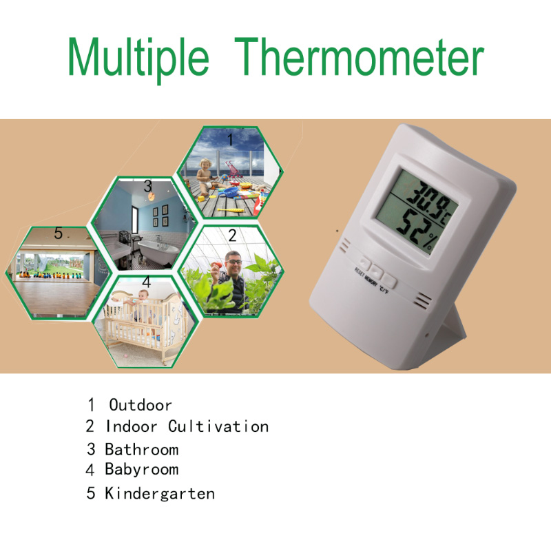 Ultratunn och enkel LCD Digital termometer och hygrometer + -1C + -5% RH Hygrothermograph