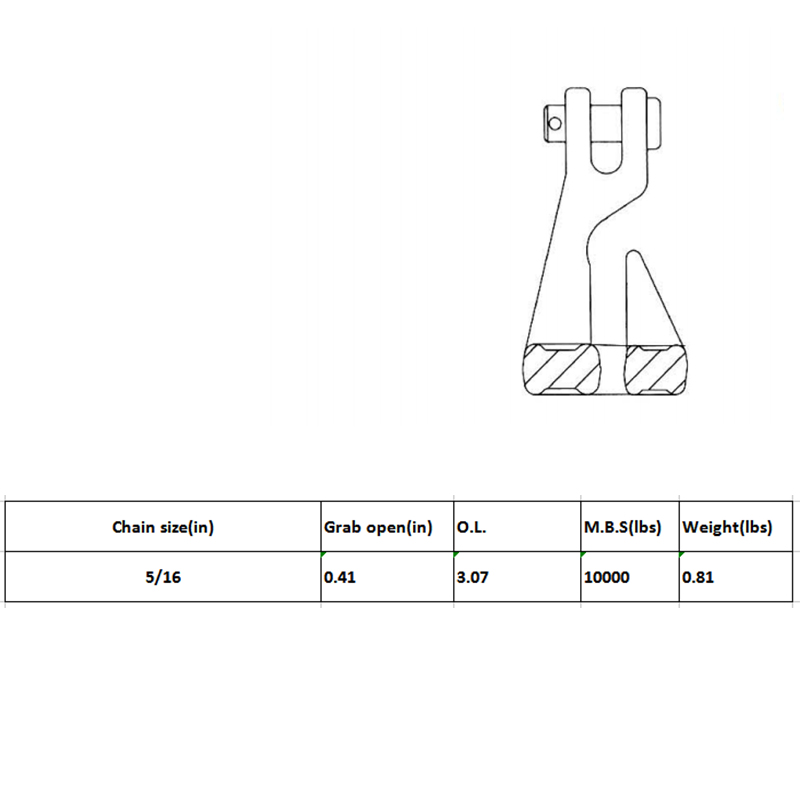 Smidd legering Clevis Grab Bend Hook