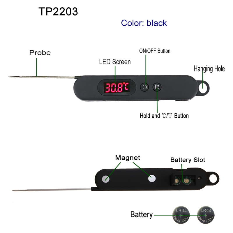 Thermopro TP2203 Digital matlagningstermometer Instant Läs Kötttermometer för kök BBQ Grillrökare