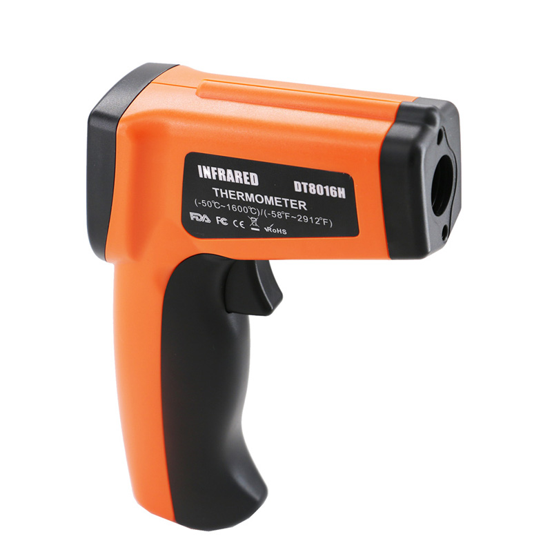 Lasertemperatur Gun Kontakt Infraröd termometer Pyrometer -50 ~ 1600 Emissivity Justerbar