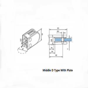 Glasklämma av rostfritt stål D-typ med tallrik