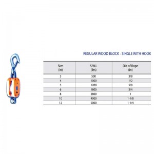 Vanlig träblock-singel med krok