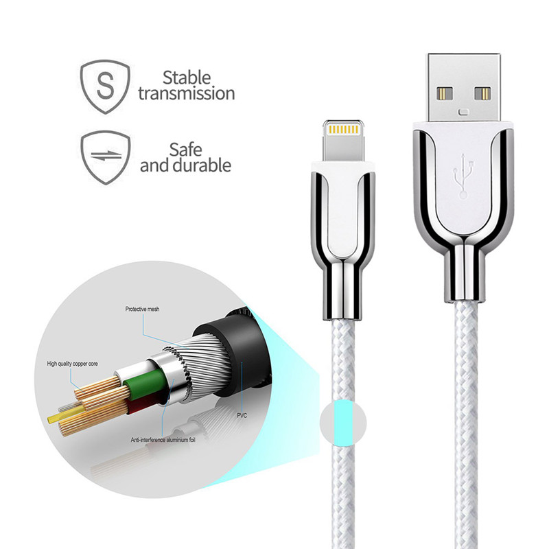 KPS-8445CB zinklegering nylon / bomullsgarn USB-kabel