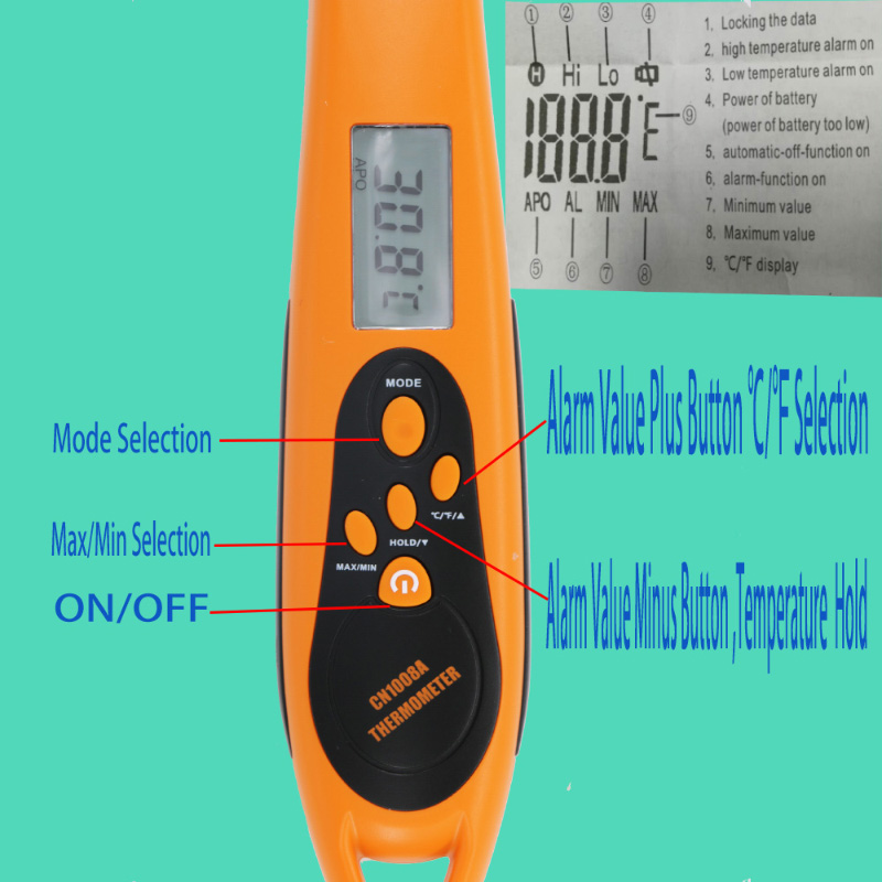 Digital kök Mikrovågsugn Instant Läs kötttermometer med rostfritt stål sond